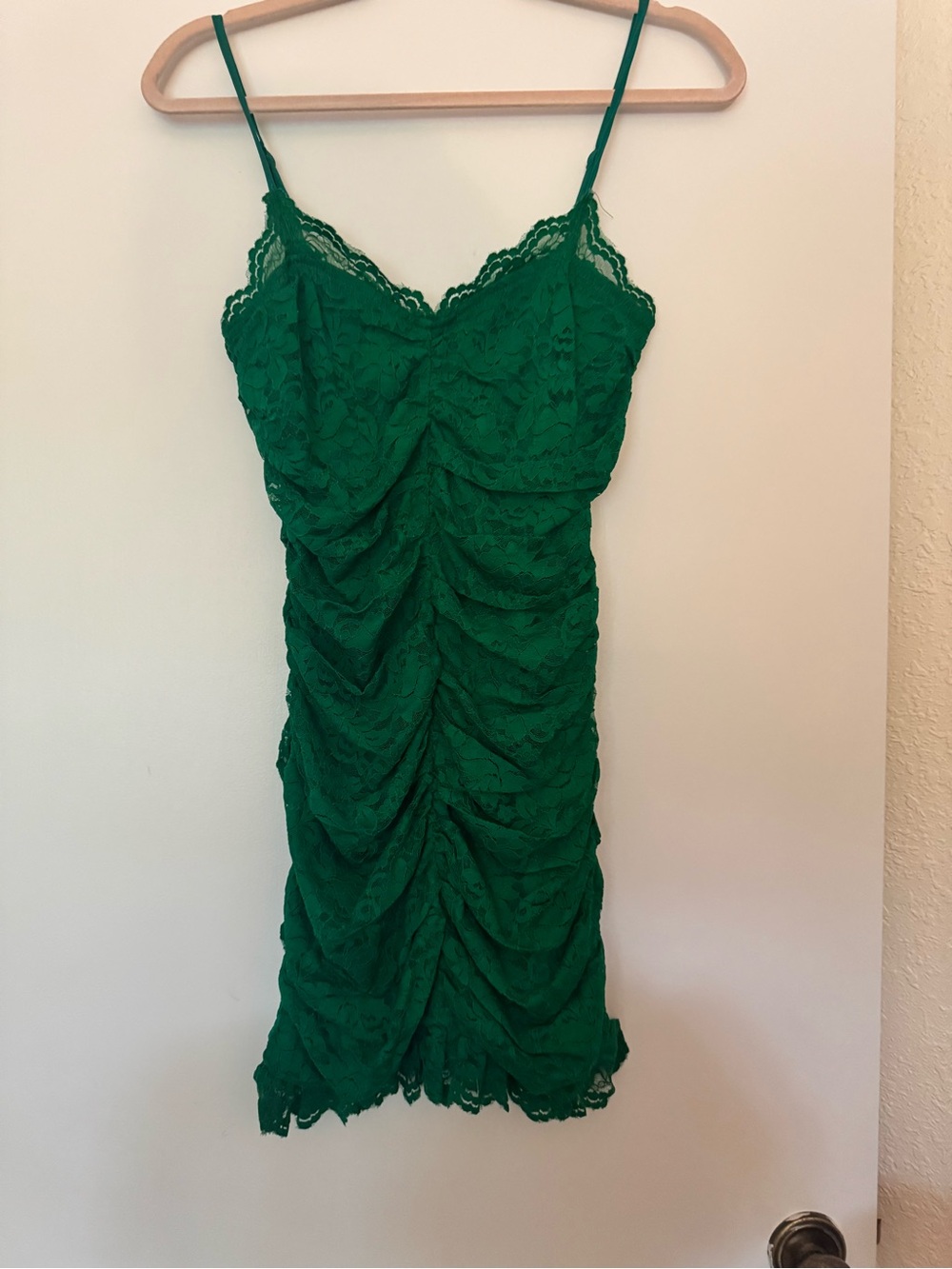 NWT Green Lace Ruched Slip Dress Size Small